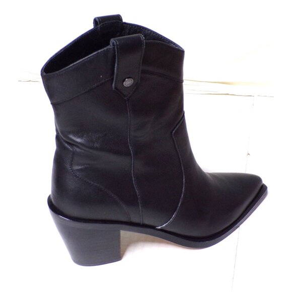 🆕7 FOR ALL MANKIND FREE PEOPLE Western Cowboy Bootie Ankle Boot 6 Black - Picture 13 of 16